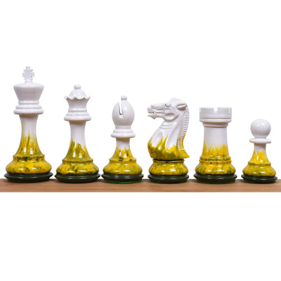 Combo of 4.1" Fire & Ice Painted Staunton Chess Set - Pieces in Painted Boxwood with Board and Box