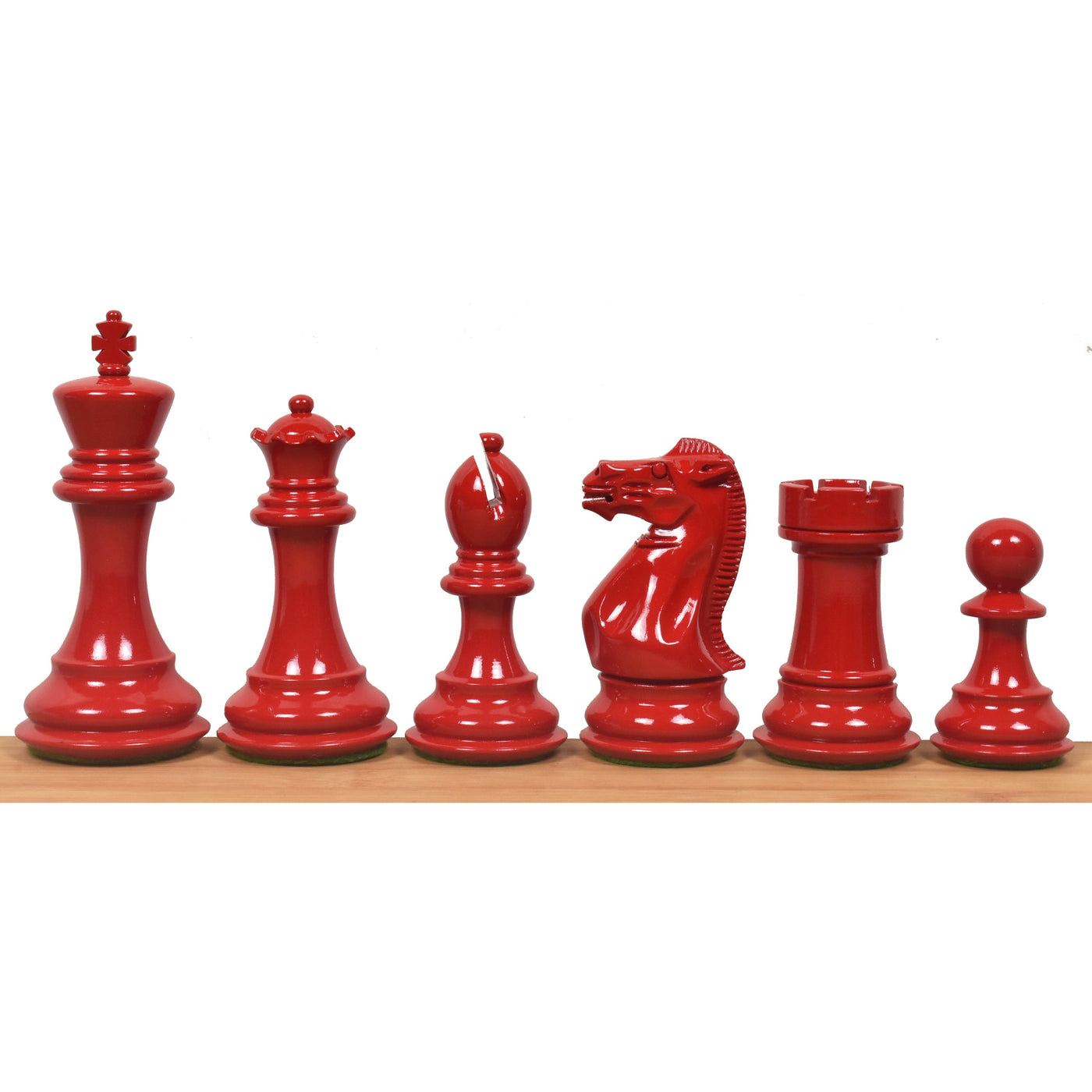 Combo of 4.1" Pro Staunton Chess Set - Pieces in Red & Black Painted Boxwood with Board and Box