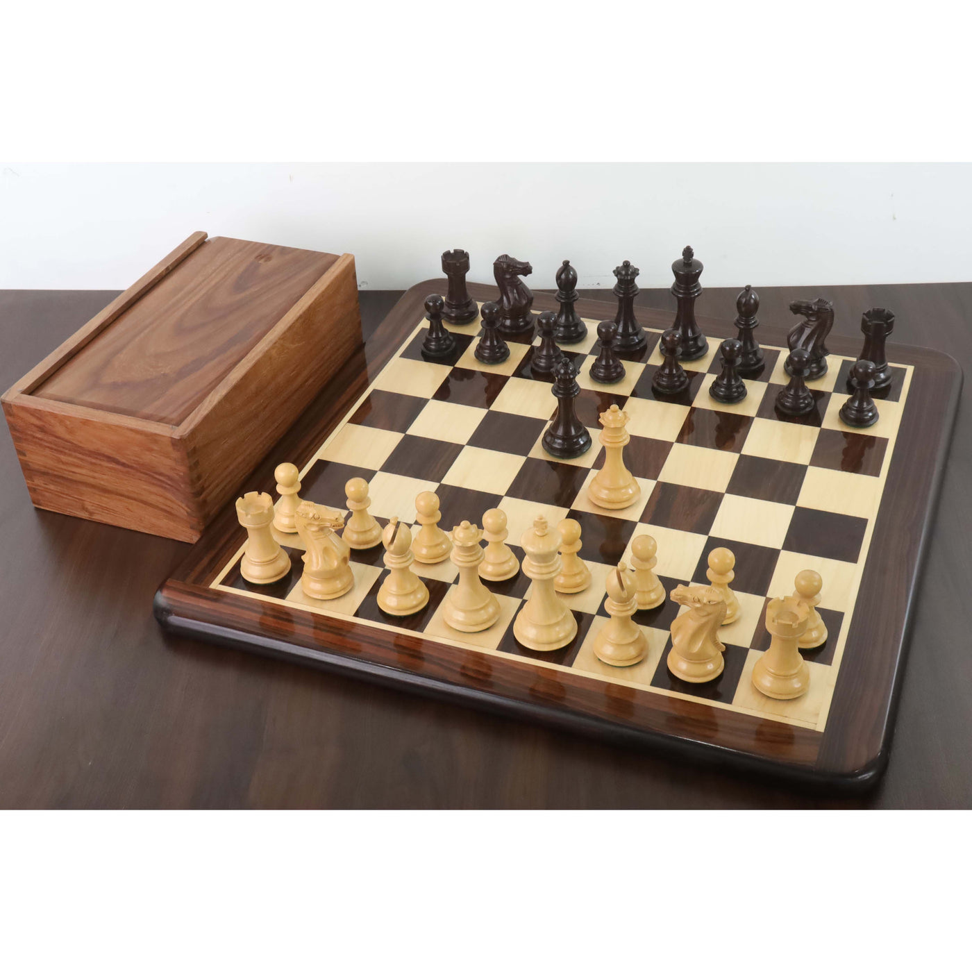 4.1" Pro Staunton Wooden Chess Set - Chess Pieces Only - Weighted Rose wood