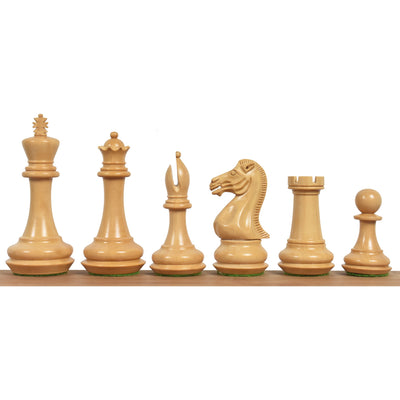Combo of 4.1" Chamfered Base Staunton Chess Set - Pieces in Ebony Wood with Board and Box
