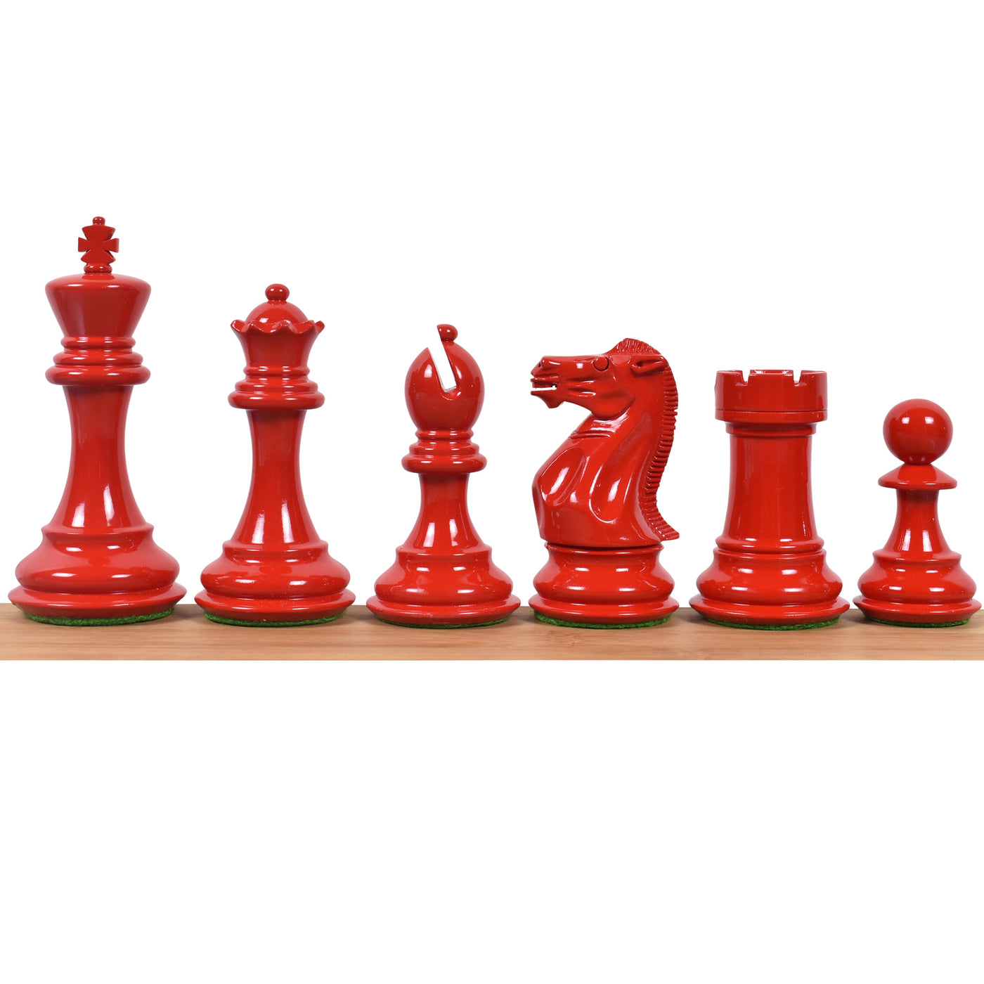 Combo of 4.1" Pro Staunton Chess Set - Pieces in Red & White Painted Boxwood with Board and Box