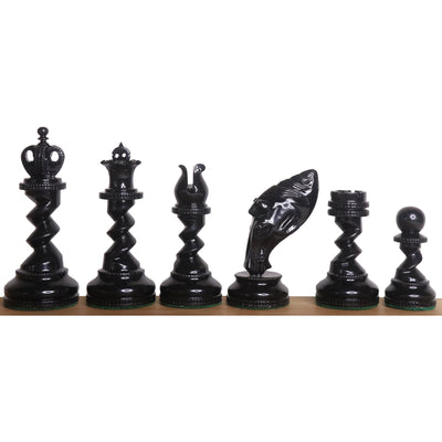 Slightly Imperfect 4.3" Grazing Knight Luxury Staunton Chess Set - Chess Pieces Only-Lacquered Ebony Wood