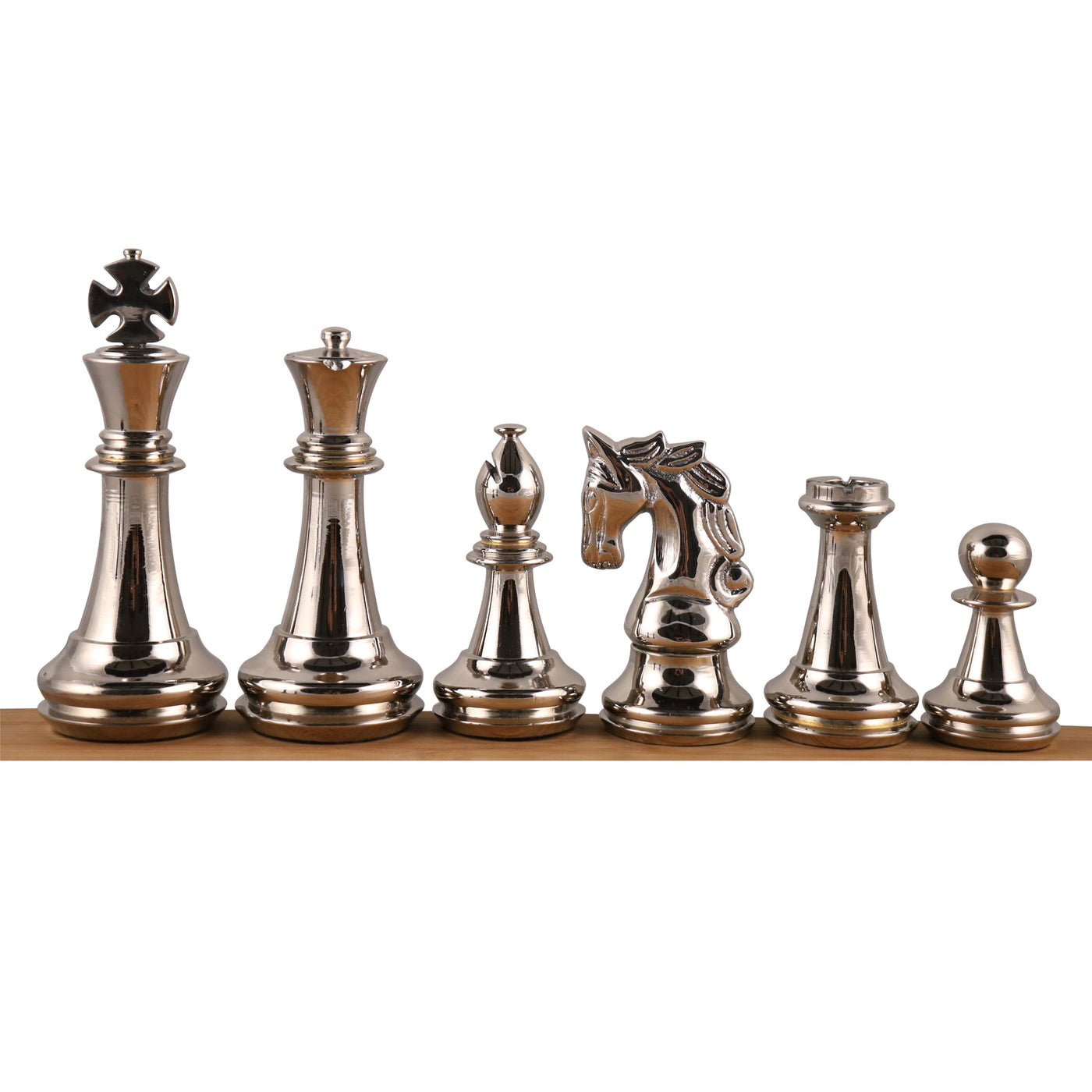 Staunton Inspired Brass Metal Luxury Chess Pieces Only Set