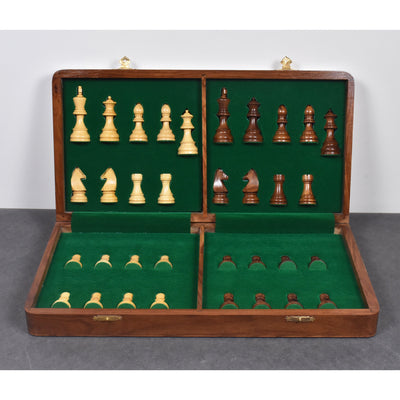 Golden Rosewood & Maple Wooden Inlaid Chess Set Board for Travel - Royalchessmall