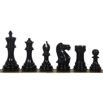 Combo of 4.1" Pro Staunton Chess Set - Pieces in Black & White Lacquered Boxwood with 23" Ebony & Maple Wood Chessboard and Storage Box
