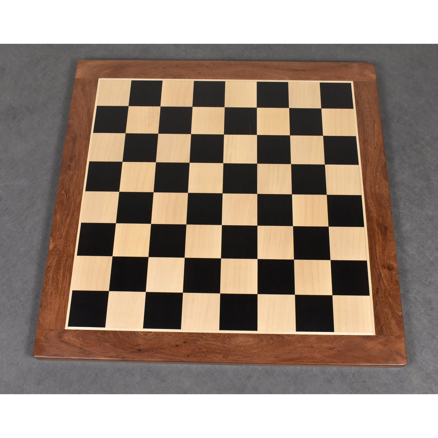 4.5" Reproduced 1849 Staunton Antiqued Boxwood & Ebony Chess Pieces with 23" Ebony & Maple Wood Chessboard and Leatherette Coffer Storage Box