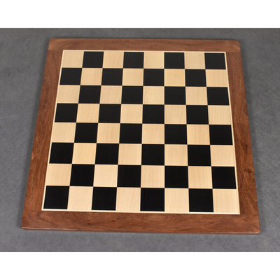 Combo of 4.5" Reproduced 1849 Staunton Antiqued Boxwood & Ebony Chess Pieces with 23" Large Ebony & Maple Wood Chessboard and Storage Box