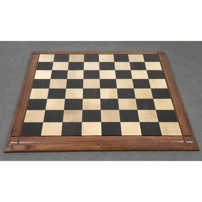 4" Sleek Staunton Luxury Ebony Wood Chess Pieces with 21" Ebony & Maple Wood - Matt Finished Chess board and Golden Rosewood Chess Pieces Storage Box