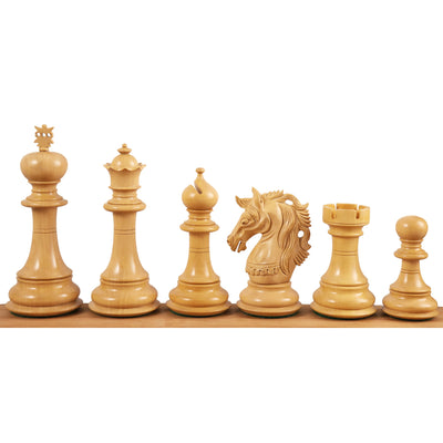 4.6" Prestige Luxury Staunton Chess Pieces - Ebony Wood with 23" Ebony & Maple Wood Chessboard - Sheesham borders - Matt Finish and Leatherette Coffer Storage Box