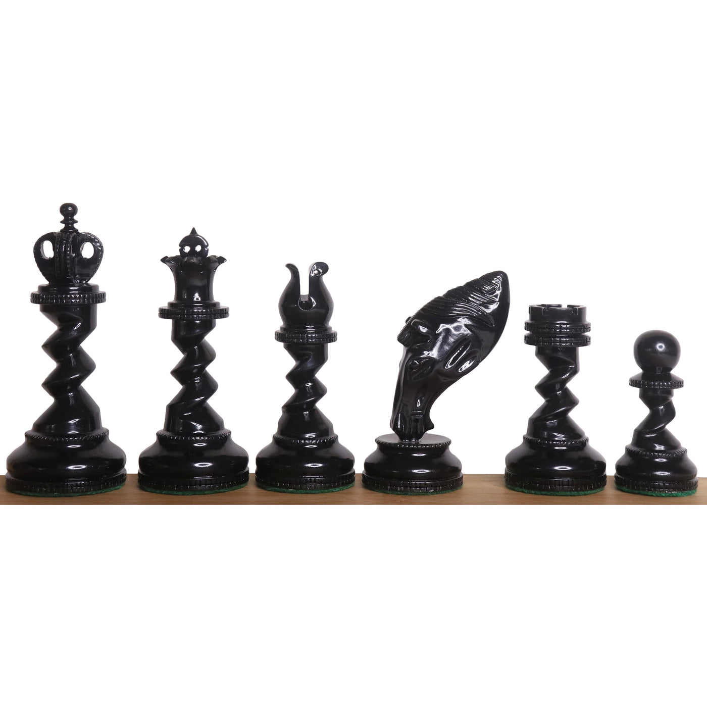 4.3" Grazing Knight Luxury Staunton Chess Set - Chess Pieces Only-Lacquered Ebony Wood