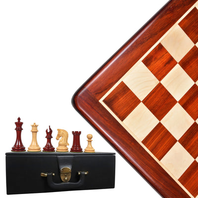 Repro 2016 Sinquefield Staunton Chess Bud Rosewood Pieces with 21" Bud Rosewood & Maple Wood Chess board and Leatherette Coffer Storage Box