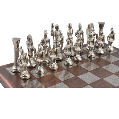 Roman Brass Metal Luxury Chess Pieces & Board Set