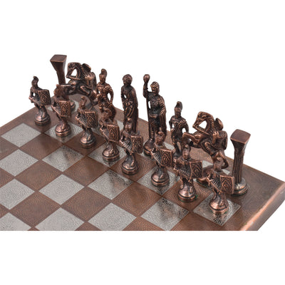Roman Brass Metal Luxury Chess Pieces & Board Set