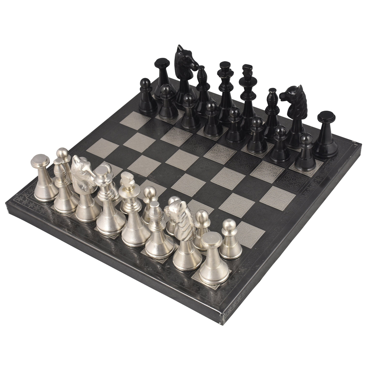 Aluminium Metal Chess Pieces & Board Set
