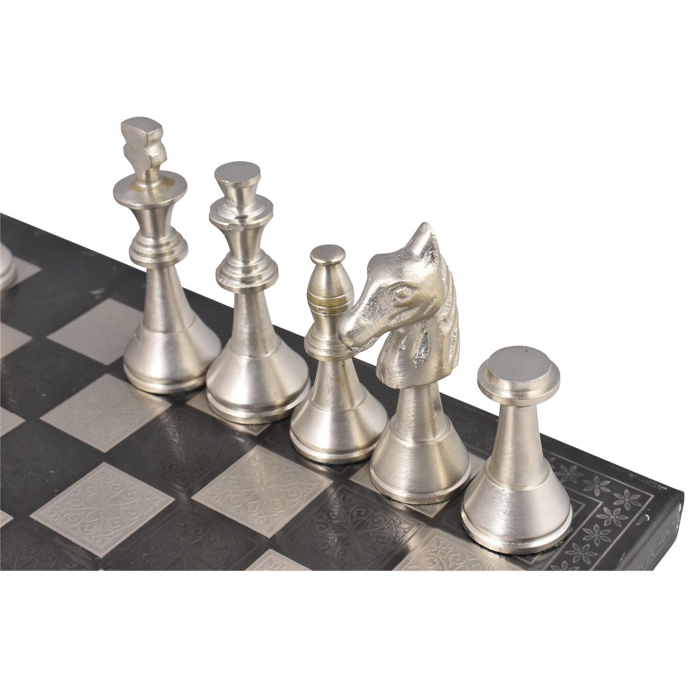 Aluminium Metal Chess Pieces & Board Set