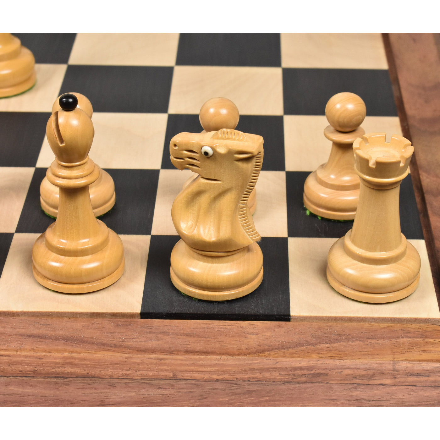 Slightly Imperfect 3.7" Soviet Grandmaster Supreme Chess Set - Chess Pieces Only in Boxwood- Glass Eyes