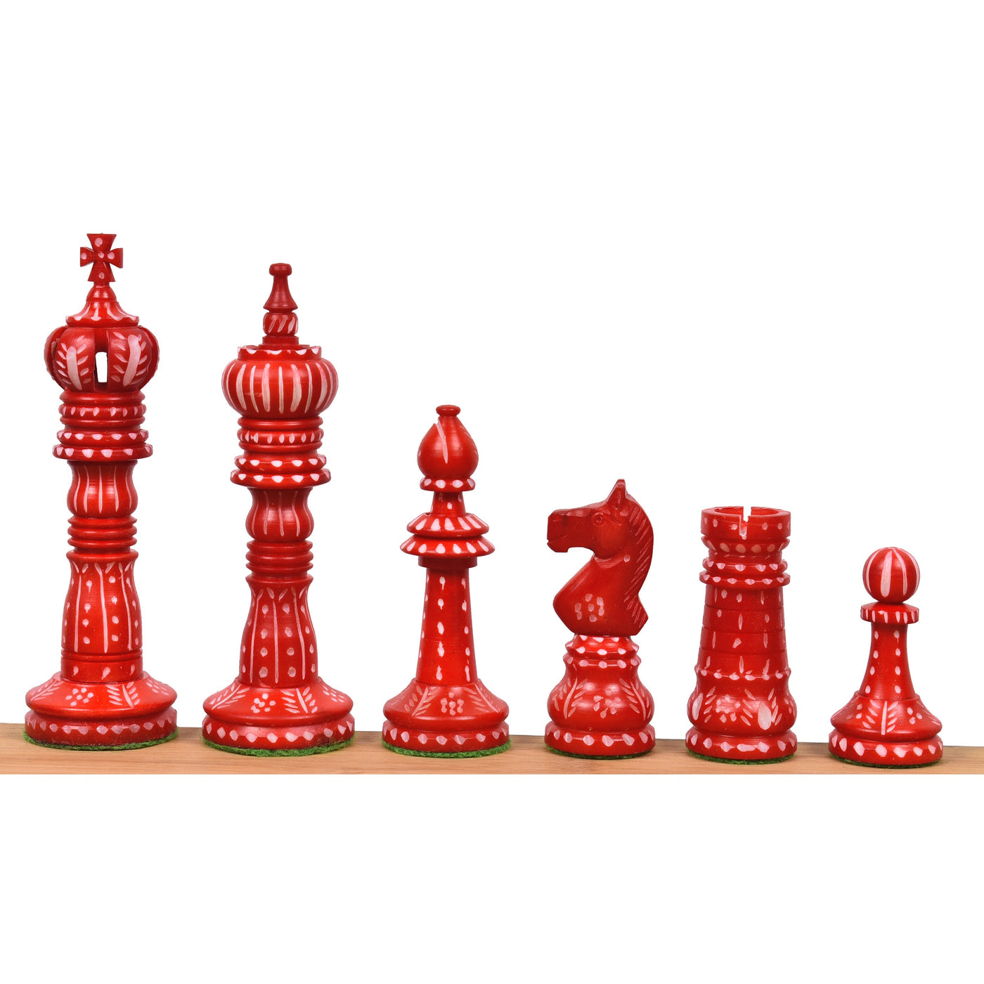 British Series Hand Carved Camel Bone Chess Pieces Only Set