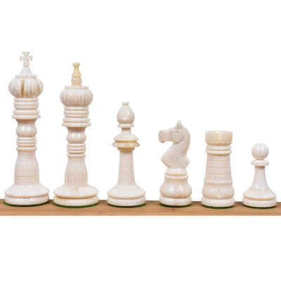 British Series Hand Carved Camel Bone Chess Pieces Only Set
