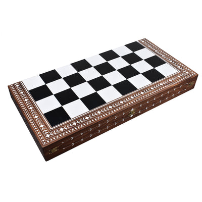  Wooden Folding Chess Board- Sheesham & Acrylic Ivory - Tournament Chess Pieces