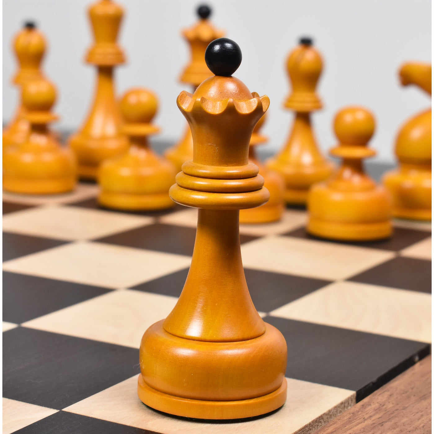 Slightly Imperfect 1960's Soviet Championship Tal Chess Set - Chess Pieces Only - Antiqued Boxwood- 4" King