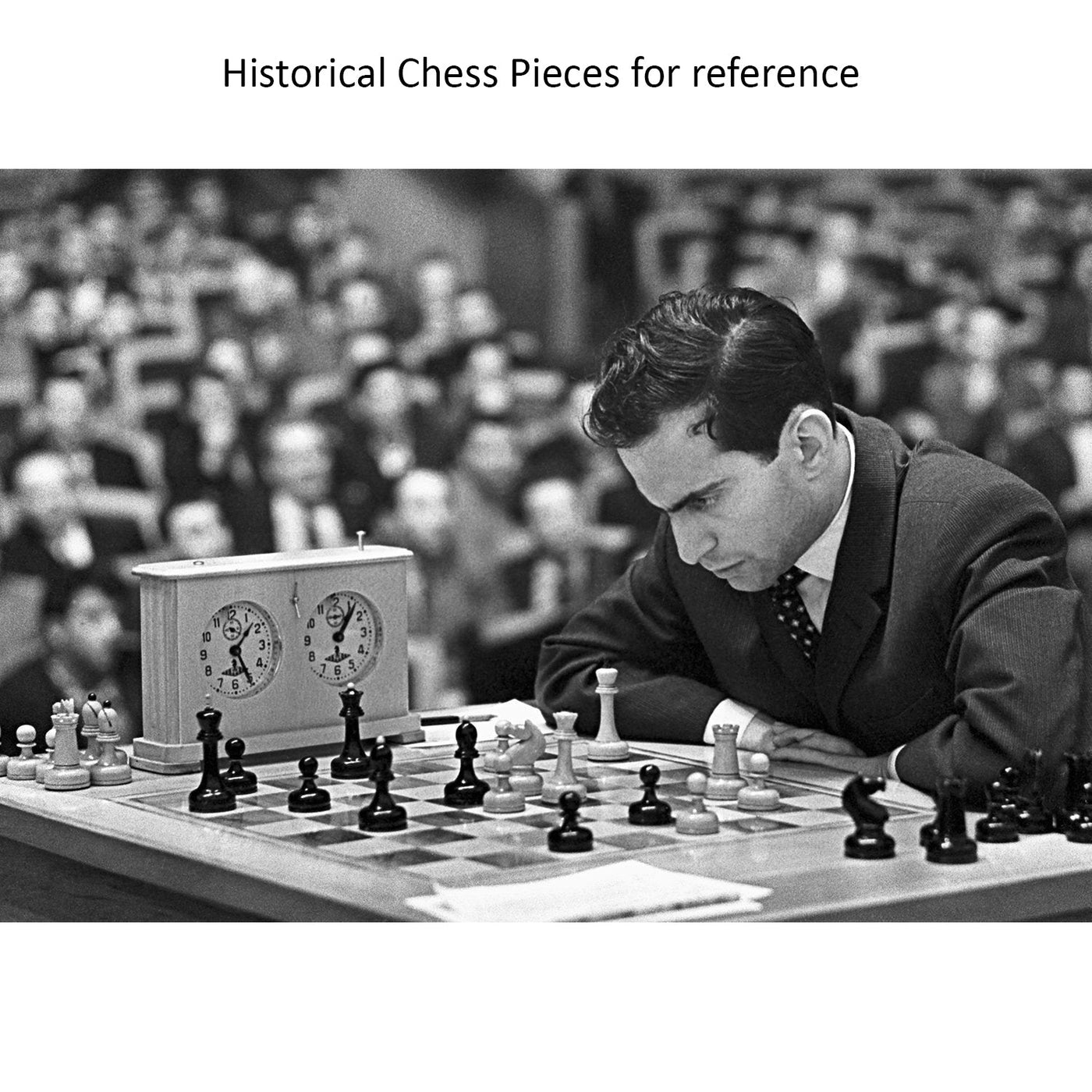 Slightly Imperfect 1960's Soviet Championship Tal Chess Set - Chess Pieces Only - Antiqued Boxwood- 4" King