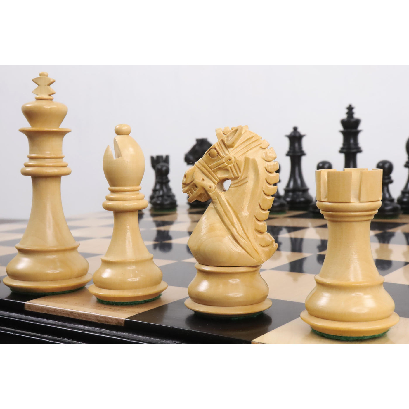 4" Bridle Staunton Luxury Chess Set - Chess Pieces Only - Ebony Wood & Boxwood