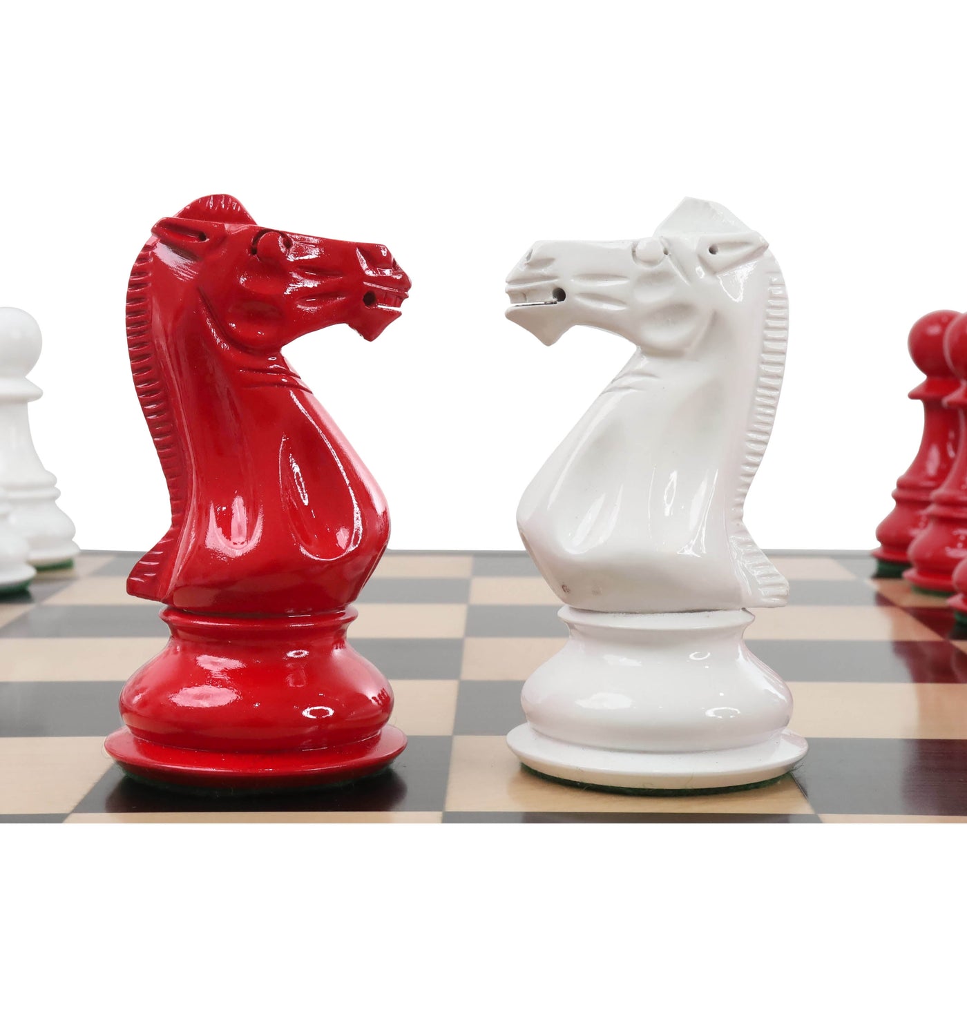 6.3" Jumbo Pro Staunton Luxury Chess Set - Chess Pieces Only - Red & White Lacquered