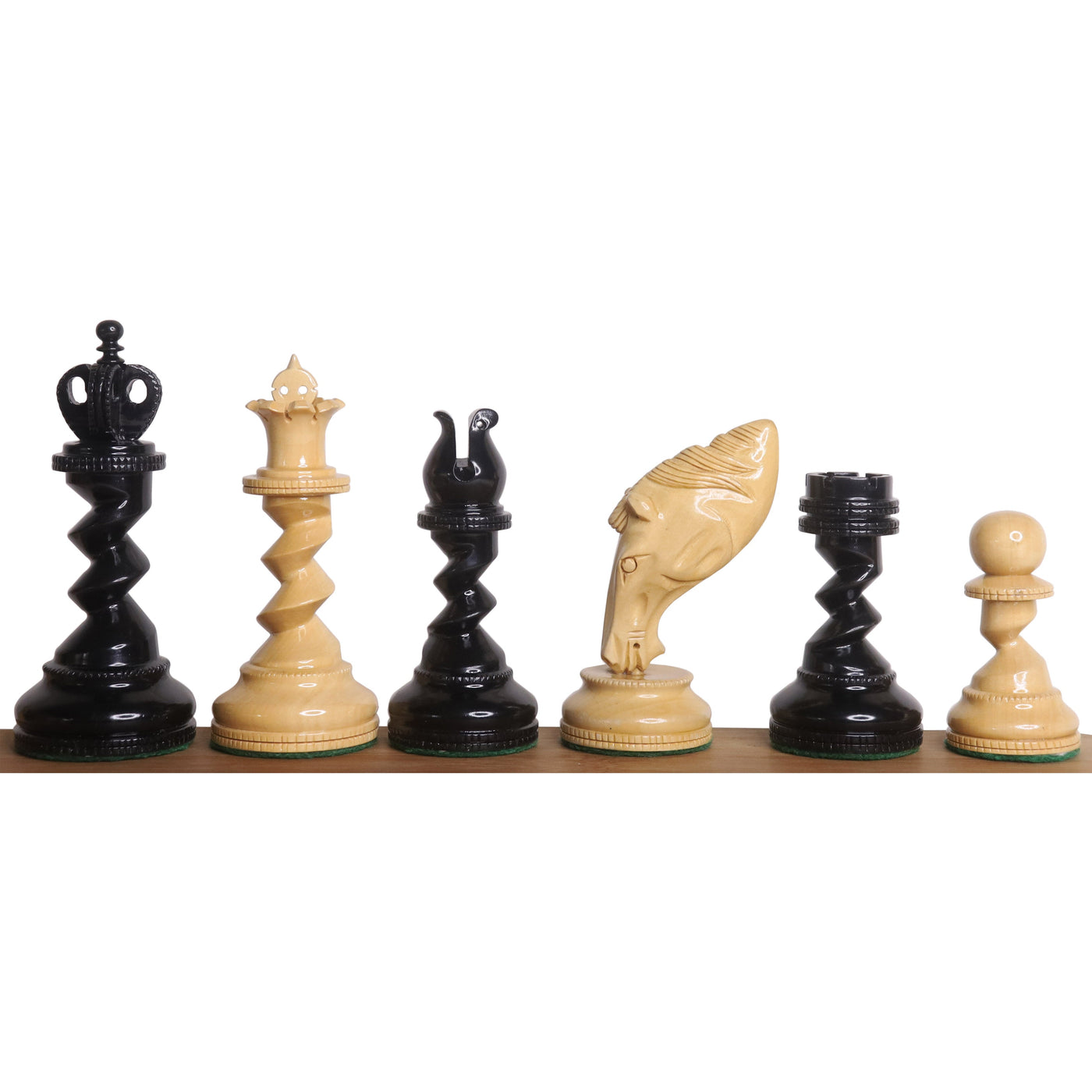 Slightly Imperfect 4.3" Grazing Knight Luxury Staunton Chess Set - Chess Pieces Only-Lacquered Ebony Wood