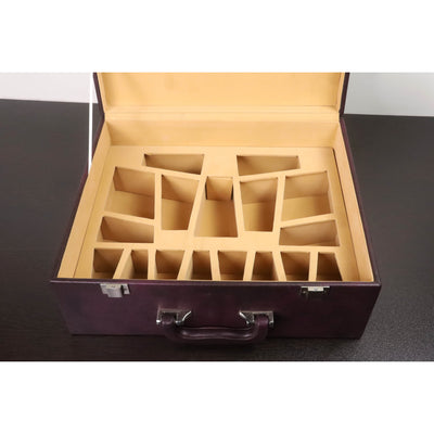 Signature Leatherette Coffer Storage Box -Burgundy- Chess Pieces of 4.2" to 5.0"