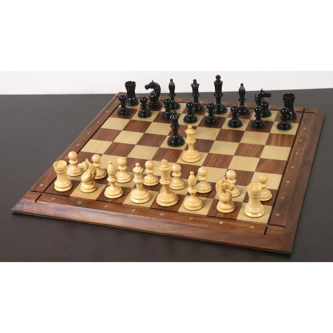 1933 Botvinnik Flohr-I Soviet Chess Set - Chess Pieces Only -Ebonised Boxwood- 3.6" King