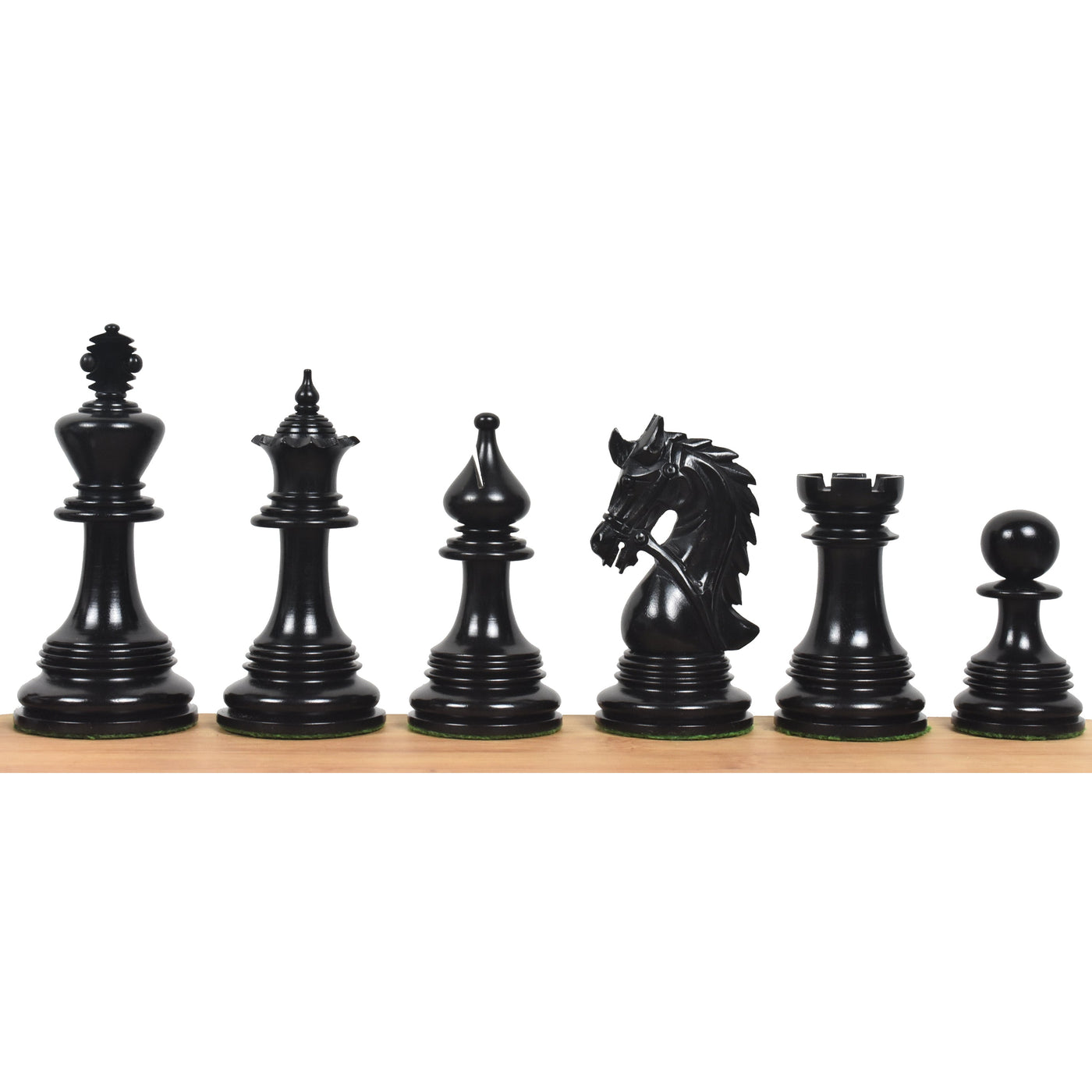 4.3" Napoleon Luxury Staunton Triple Weighted Ebony Wood Chess Pieces with 23" Ebony & Maple Wood Chessboard and Leatherette Coffer Storage Box
