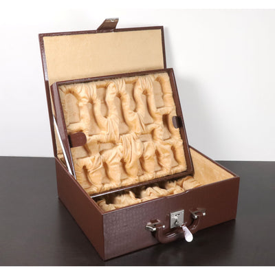 Brown Crocodile Leatherette Coffer Storage Box for Chess Pieces of 4.2" to 4.7"