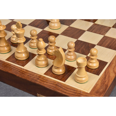 Slightly Imperfect 20" Very Large Golden Rosewood & Maple Wooden Inlaid Chess Set
