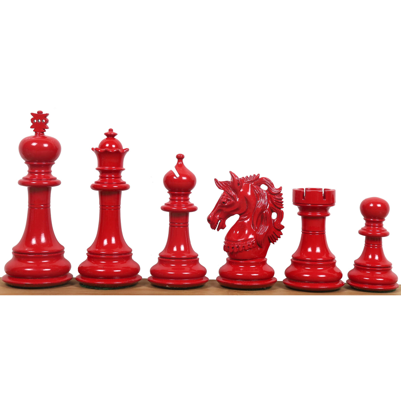 Slightly Imperfect 4.6" Prestige Luxury Staunton Chess Set - Chess Pieces Only- White & Red Lacquer Boxwood