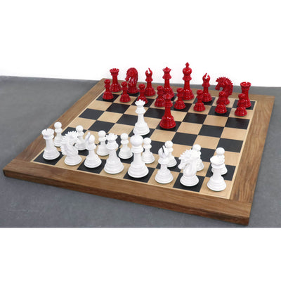4.6" Mogul Staunton Lacquered Chess Pieces with 23" Ebony & Maple Wood Chessboard and Leatherette Coffer Storage Box