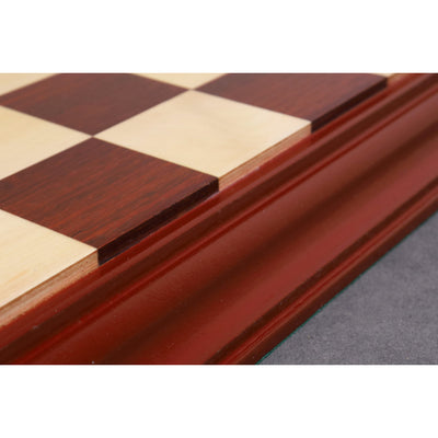 Bud Rosewood & Maple Wood Luxury Chessboard with Carved Border - Flat Chess Board