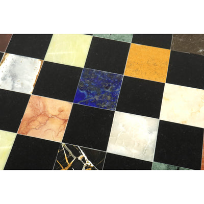 18'' Marble Stone Luxury Chess Board - Black & Multi Colour Semi-Precious Stones