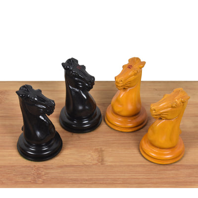 Slightly Imperfect 1849-50 Leuchars Cook Staunton Chess Set - Chess Pieces Only - Ebony Wood & Antiqued Boxwood - 4.5"