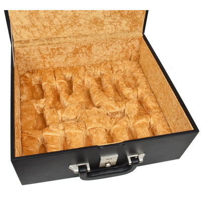 4.6" Arthur Luxury Staunton Ebony wood Chess Pieces with 23" Ebony & Maple Wood Chessboard - Sheesham borders - Matt Finish and Leatherette Coffer Storage Box