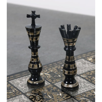 Sovereign Series Brass Metal Luxury Chess Pieces & Board Set