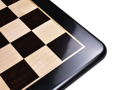 Combo of 3.9" Parker Staunton Carved Chess Set - Pieces in Lacquered Burnt Boxwood with Board and Box