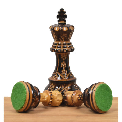 Artisan Carving Burnt Zagreb Chess Pieces with Border