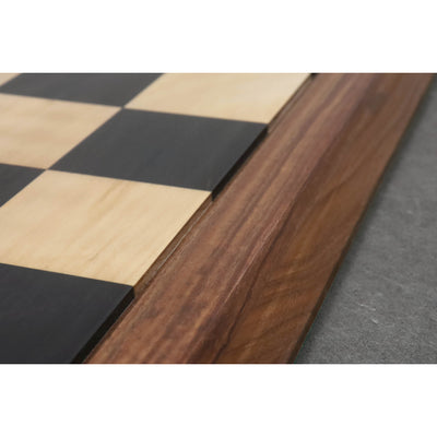 Repro 2016 Sinquefield Staunton Ebony Wood Chess Pieces with 21" Players Choice Solid Ebony & Maple Wood Chess board - Matt Finish and Leatherette Coffer Storage Box
