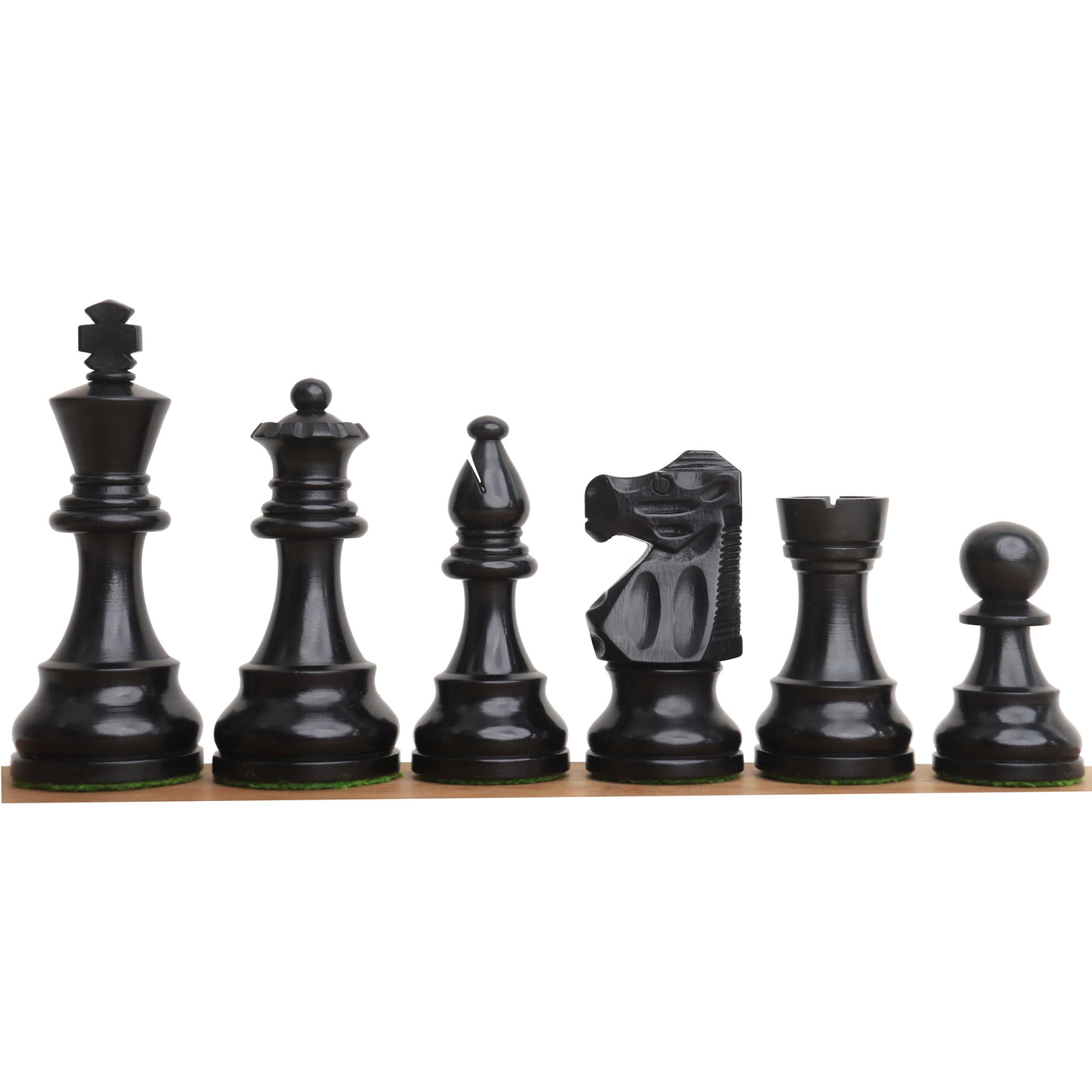 Reproduced French Lardy Staunton Chess Pieces - Ebonised Boxwood with 19" Inlaid Ebony & Maple Wood Chess board and Book Style Storage Box
