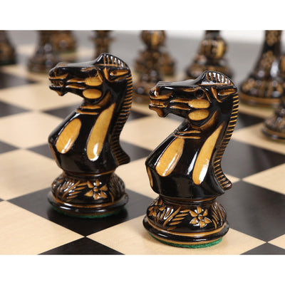 Combo of 4" Professional Staunton Hand Carved Chess Set - Pieces in Lacquered Boxwood with Board and Box