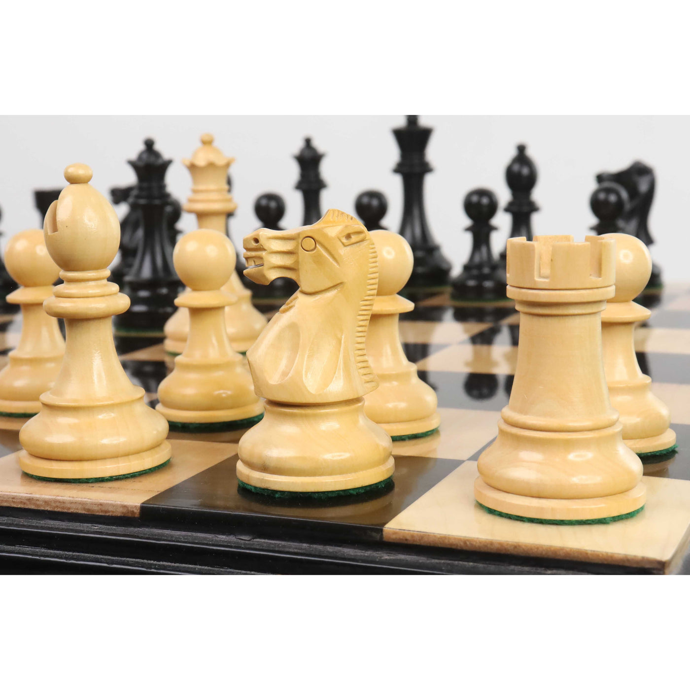 Slightly Imperfect 4.1" New Classic Staunton Wooden Chess Pieces Only Set-Weighted Ebonised Boxwood
