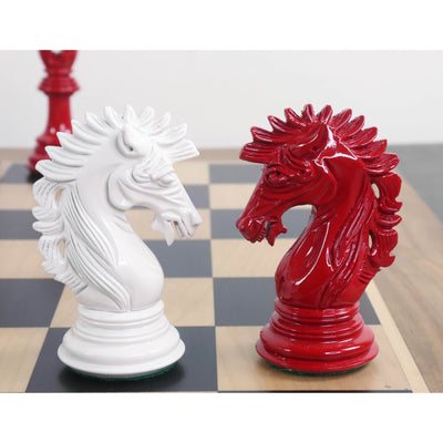 4.6" Mogul Staunton Luxury Chess Set - Chess Pieces Only - White & Red Lacquered Boxwood
