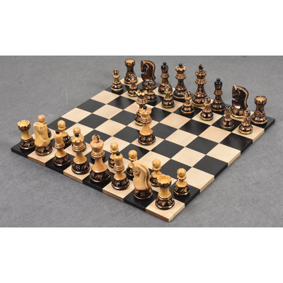 3.75" Artisan Carving Burnt Zagreb Chess Set - Chess Pieces Only - Weighted Box wood