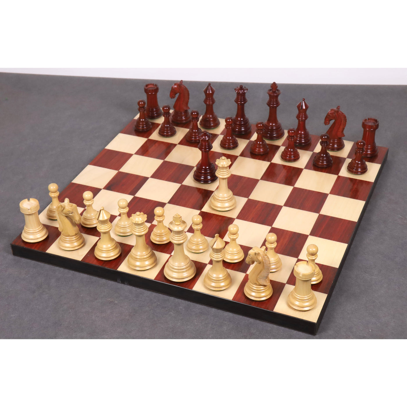 Slightly Imperfect 3.9" New Columbian Staunton Chess Set - Chess Pieces Only - Bud Rosewood - Double Weighted