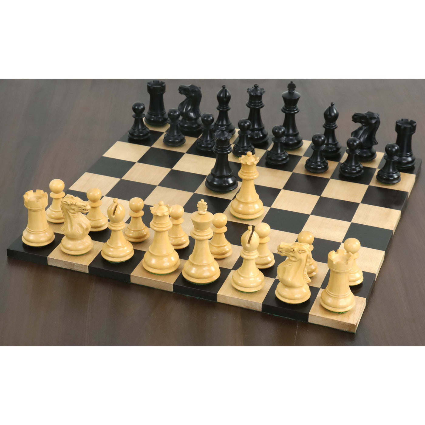 3" Professional Staunton Chess Set - Chess Pieces Only- Weighted Ebonized Boxwood